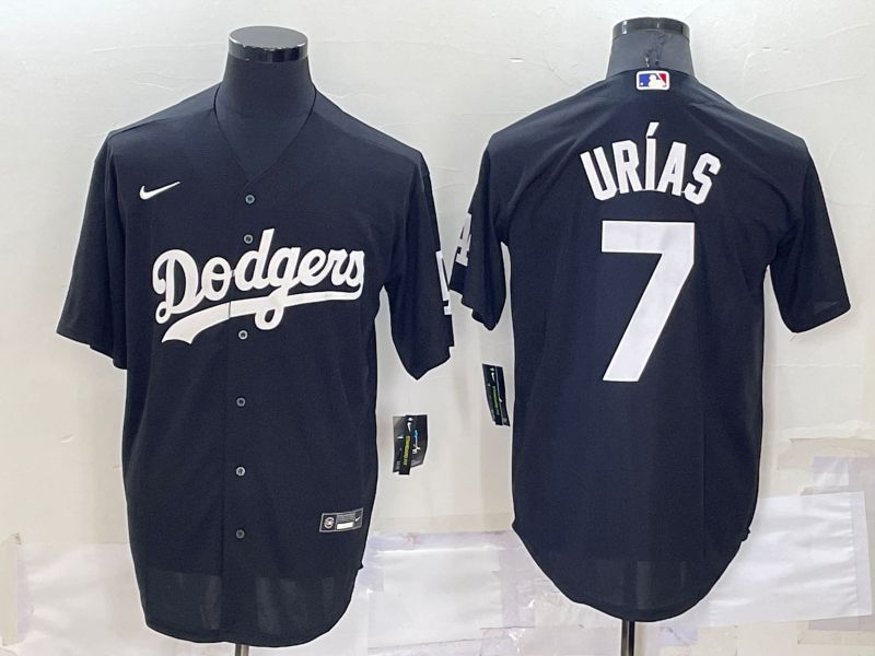 Men Los Angeles Dodgers 7 Urias Black Inversion Nike 2022 MLB Jersey